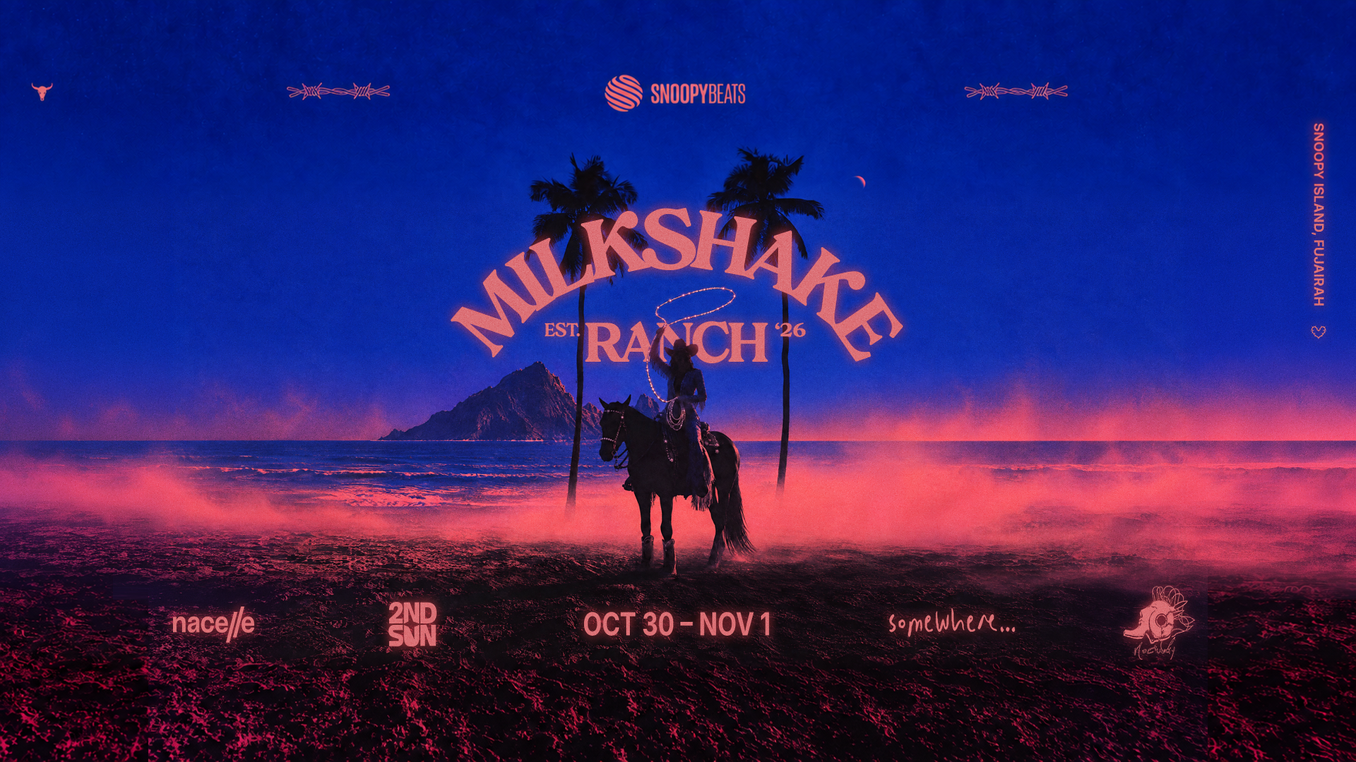 Snoopy Beats presents Milkshake Ranch, 30 October to 1 November at Snoopy Island, Fujairah